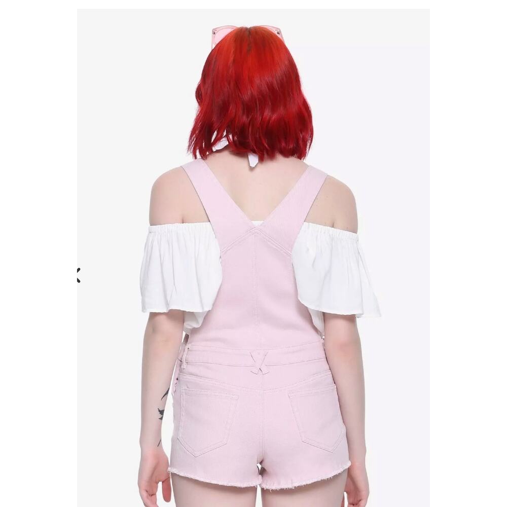 NWT Hot Topic Disney Little Mermaid Ariel Pink Denim Shortalls M Casual Vacation - Picture 3 of 11